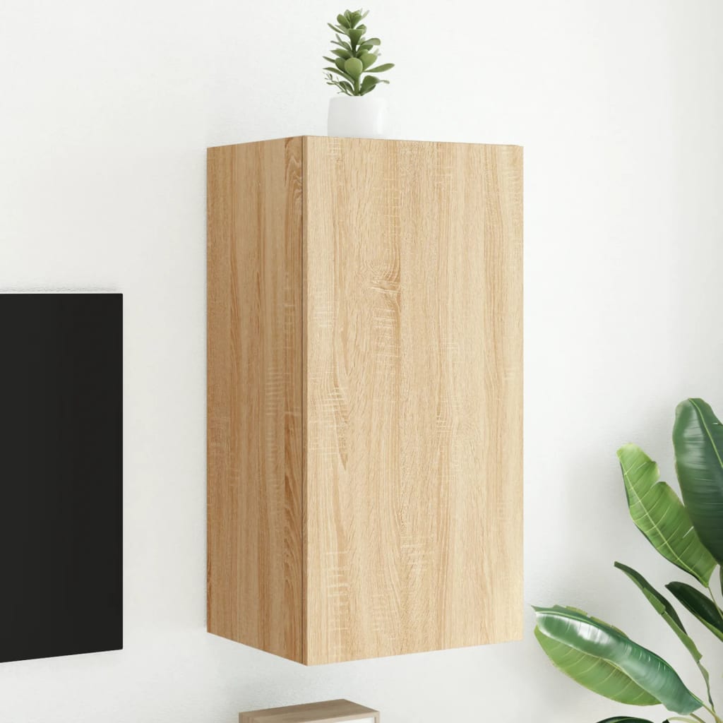 Meuble TV mural avec lumières LED chêne sonoma 40,5x35x80 cm - XIOS