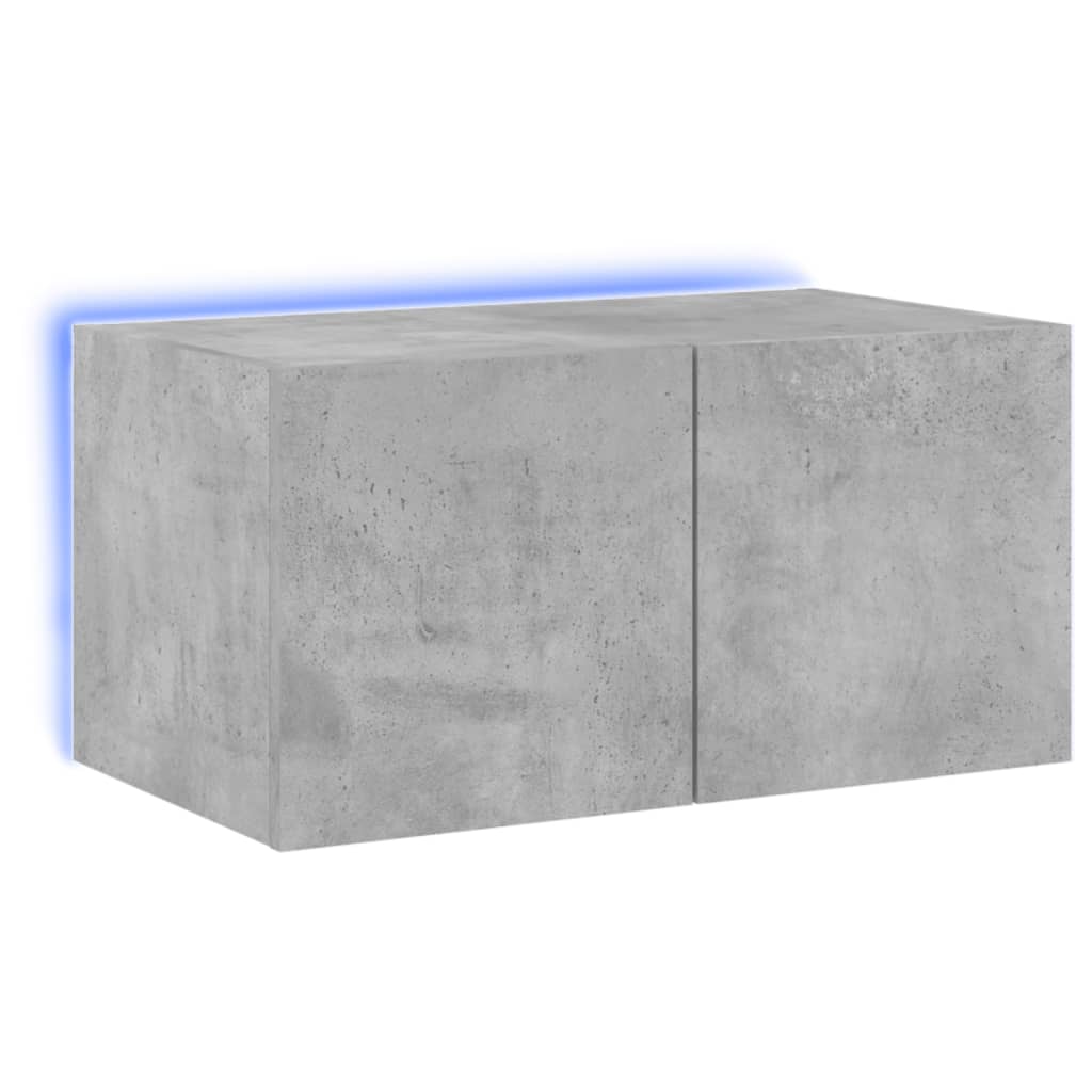 Meuble TV mural avec lumières LED gris béton 60x35x31 cm - XIOS