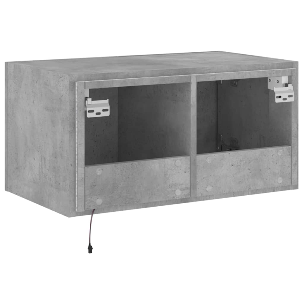 Meuble TV mural avec lumières LED gris béton 60x35x31 cm - XIOS
