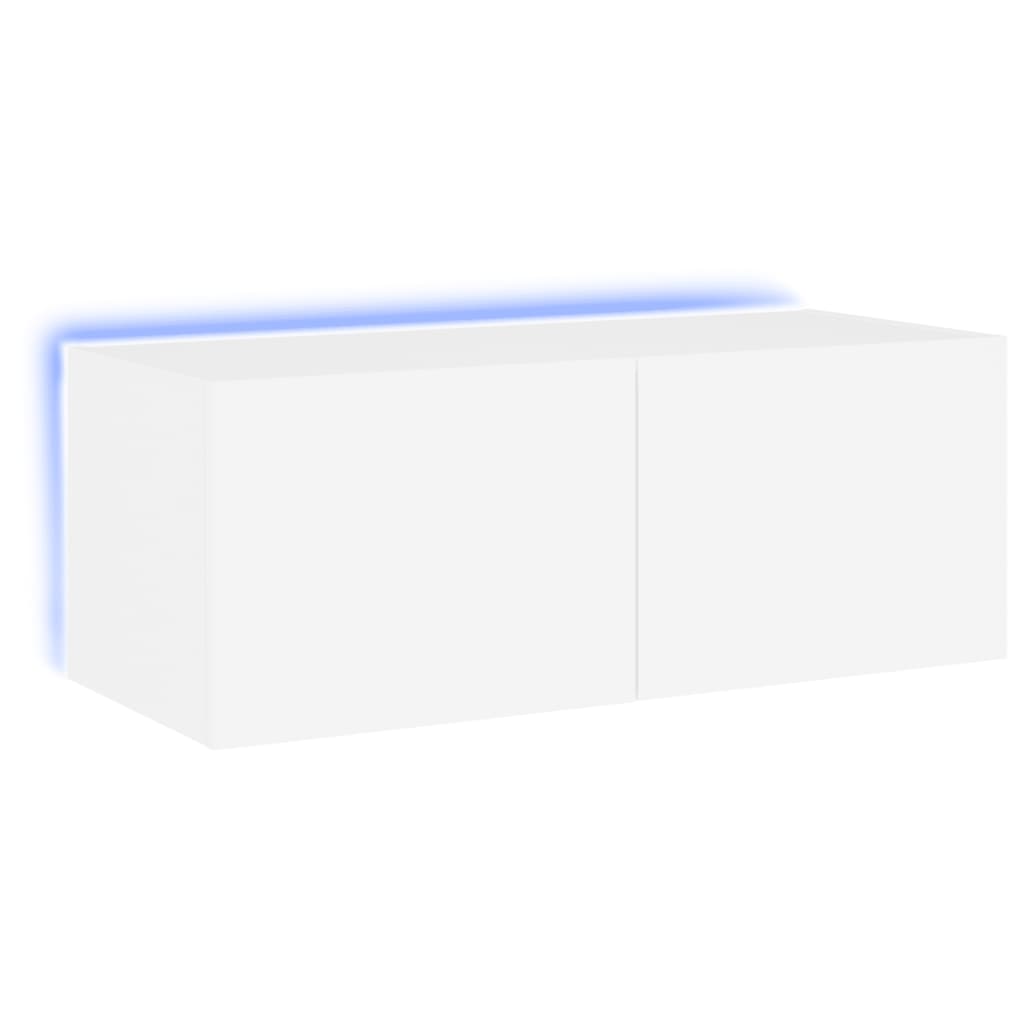 Meuble TV mural avec lumières LED blanc 80x35x31 cm - XIOS