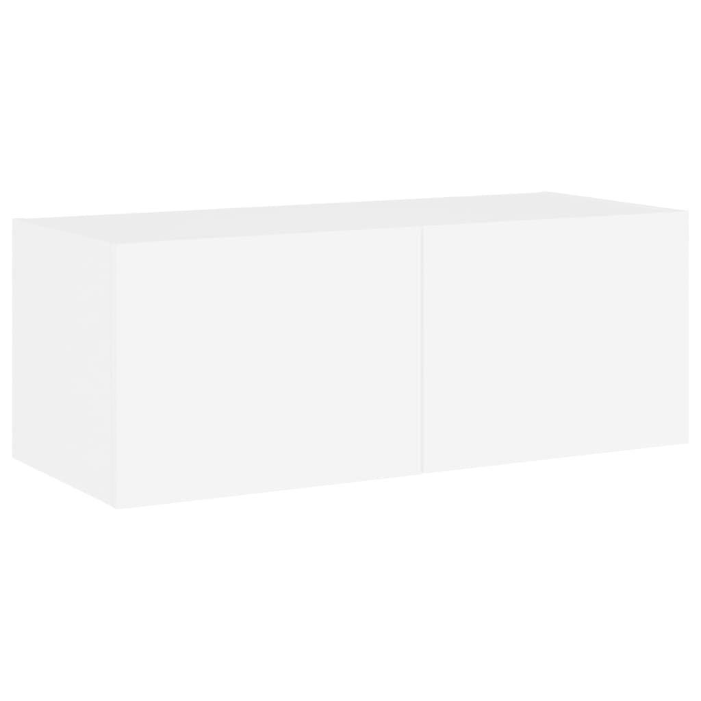 Meuble TV mural avec lumières LED blanc 80x35x31 cm - XIOS