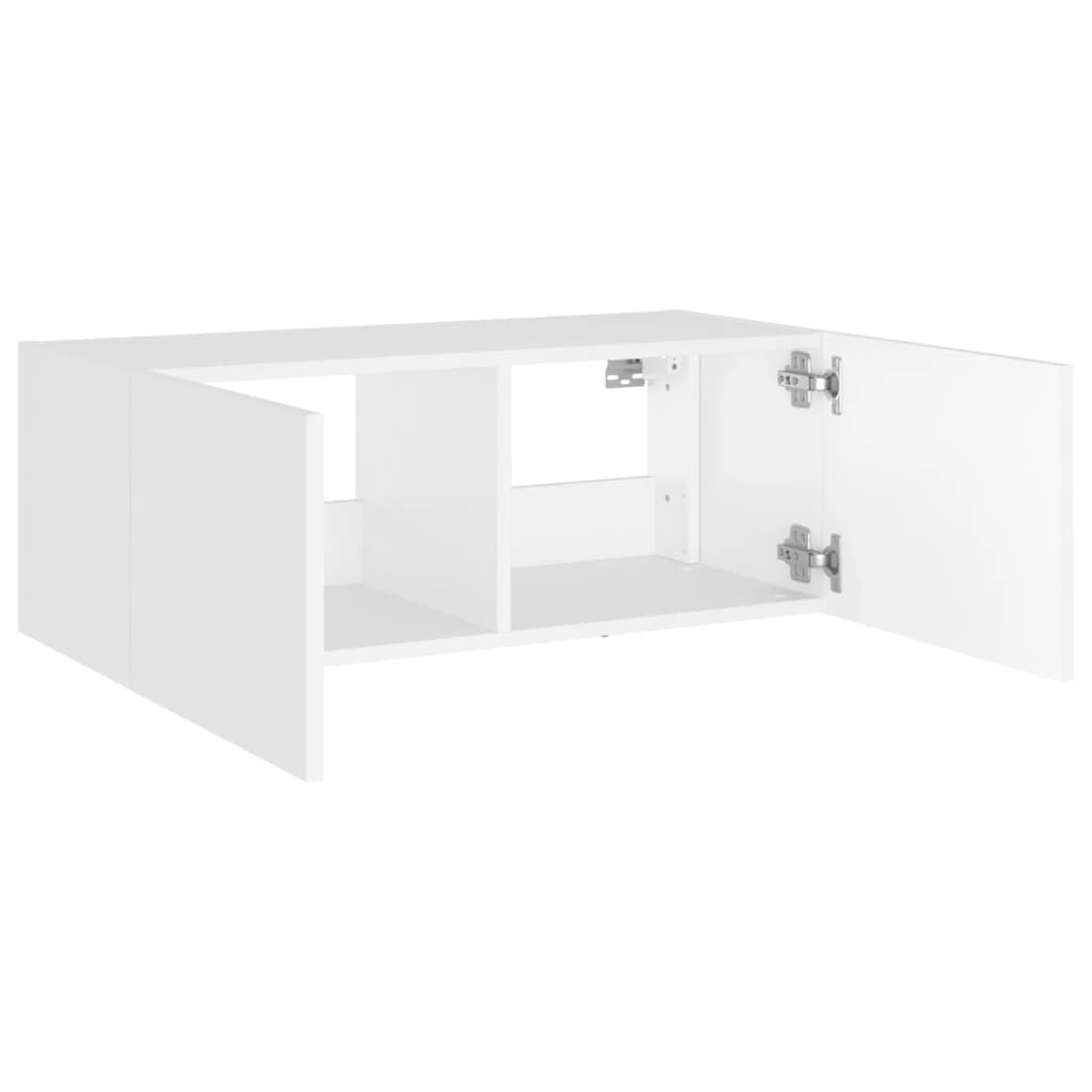 Meuble TV mural avec lumières LED blanc 80x35x31 cm - XIOS