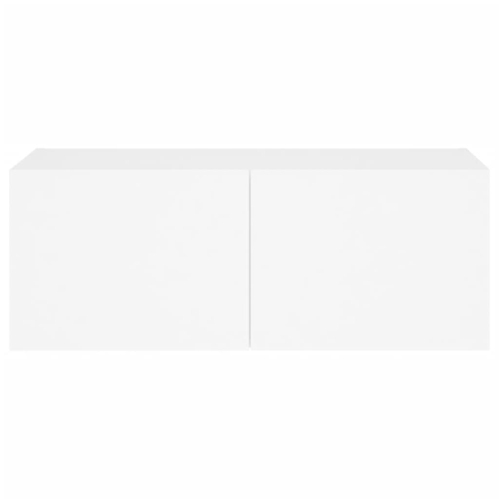 Meuble TV mural avec lumières LED blanc 80x35x31 cm - XIOS
