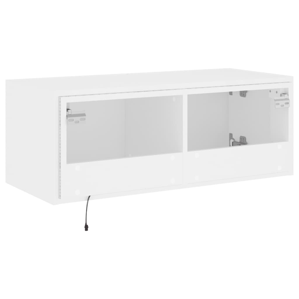 Meuble TV mural avec lumières LED blanc 80x35x31 cm - XIOS