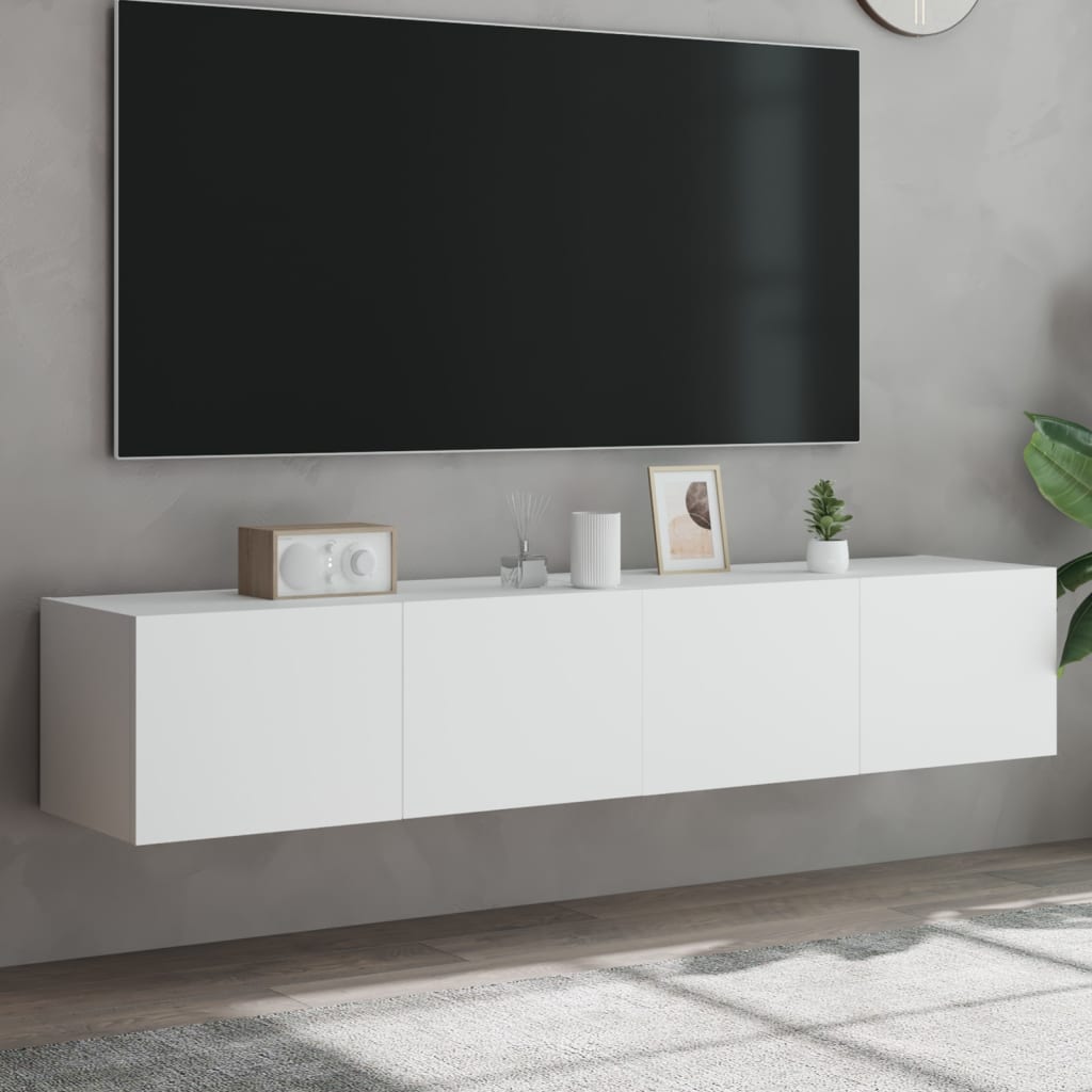 Meubles TV muraux avec lumières LED 2 pcs blanc 80x35x31 cm Meubles TV vidaXL   