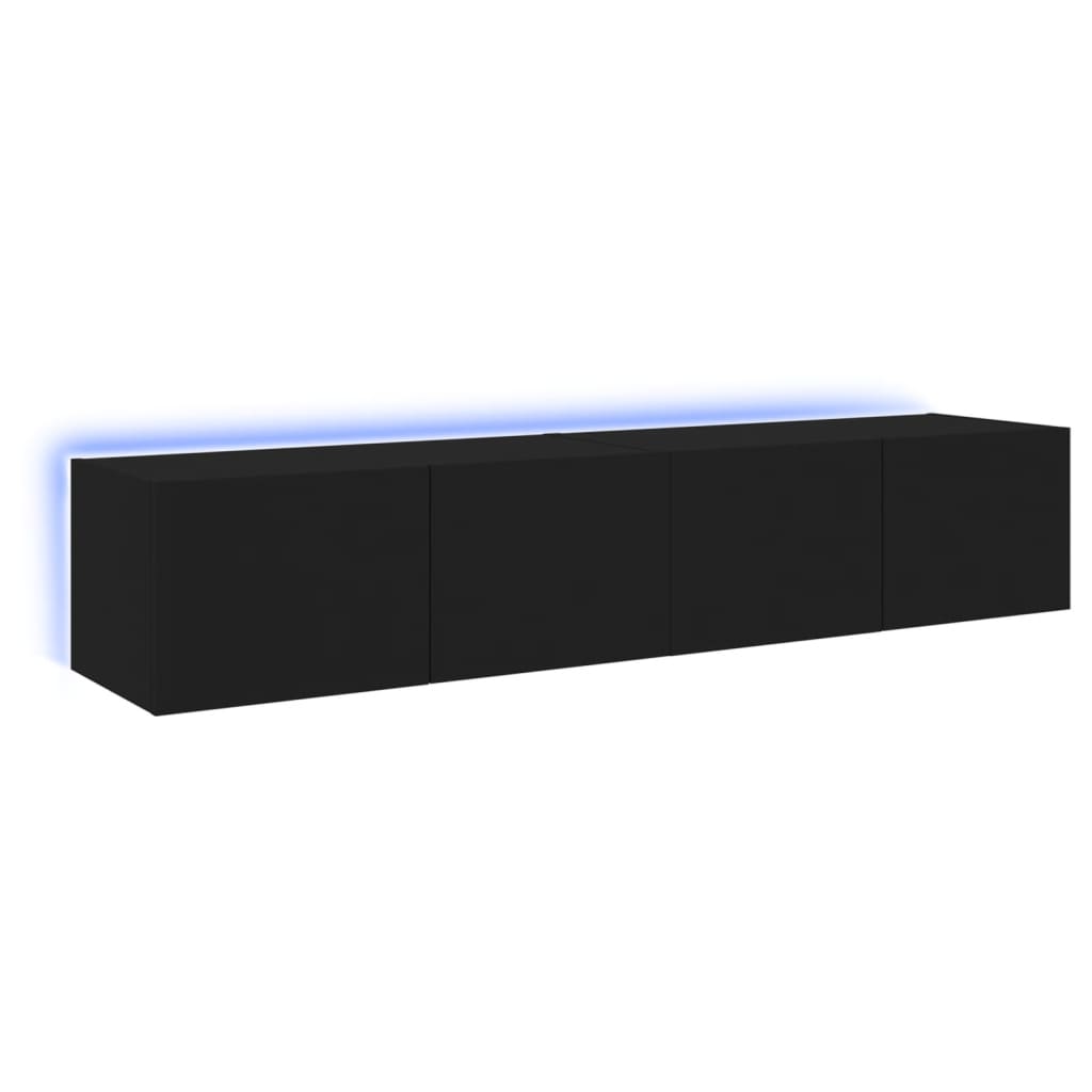 Meubles TV muraux avec lumières LED 2 pcs noir 80x35x31 cm Meubles TV vidaXL   