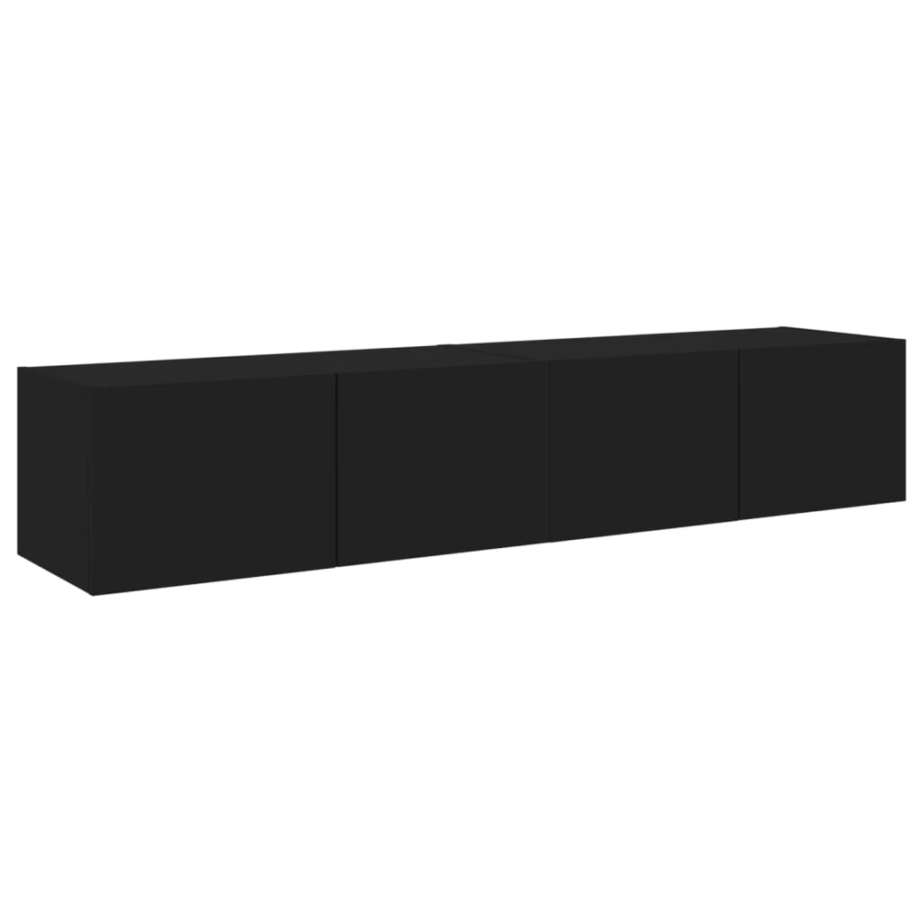 Meubles TV muraux avec lumières LED 2 pcs noir 80x35x31 cm Meubles TV vidaXL   