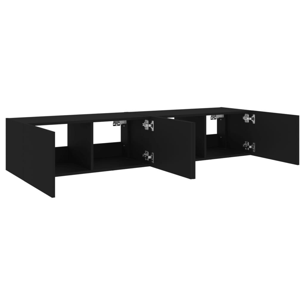 Meubles TV muraux avec lumières LED 2 pcs noir 80x35x31 cm Meubles TV vidaXL   