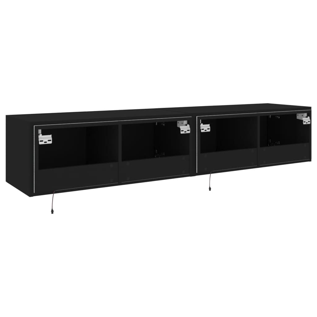 Meubles TV muraux avec lumières LED 2 pcs noir 80x35x31 cm Meubles TV vidaXL   