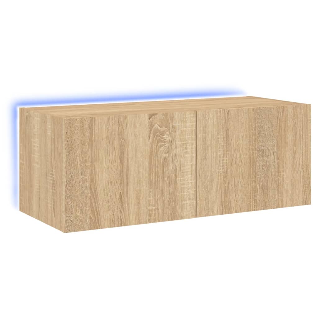 Meuble TV mural avec lumières LED chêne sonoma 80x35x31 cm - XIOS