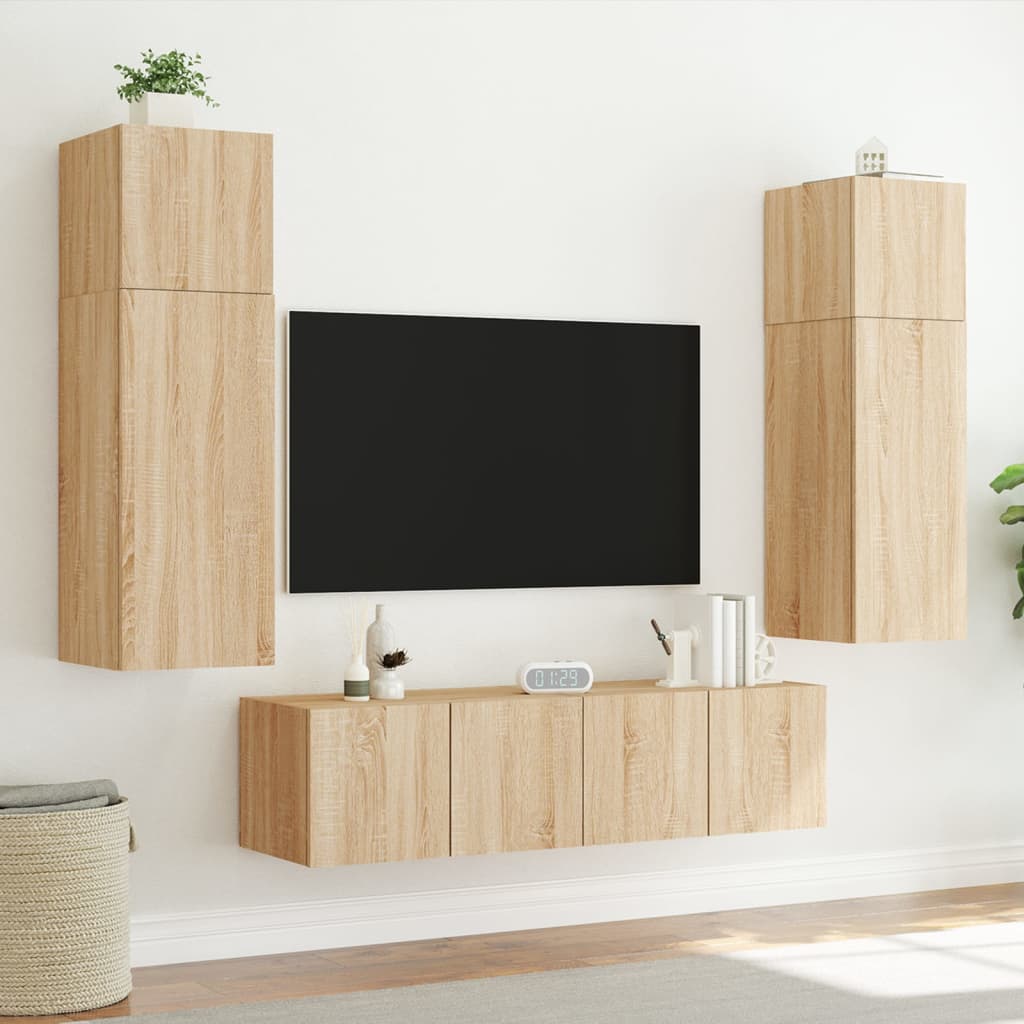 Meuble TV mural avec lumières LED chêne sonoma 80x35x31 cm - XIOS