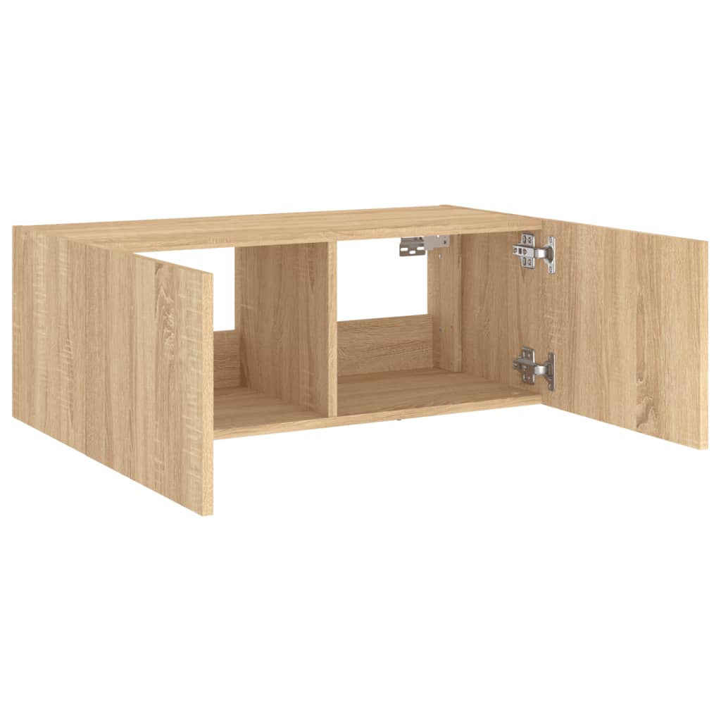 Meuble TV mural avec lumières LED chêne sonoma 80x35x31 cm - XIOS