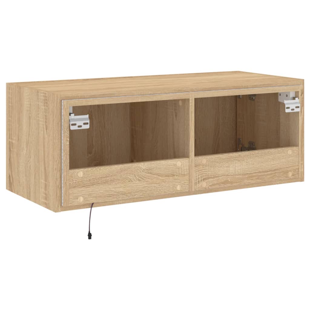 Meuble TV mural avec lumières LED chêne sonoma 80x35x31 cm - XIOS