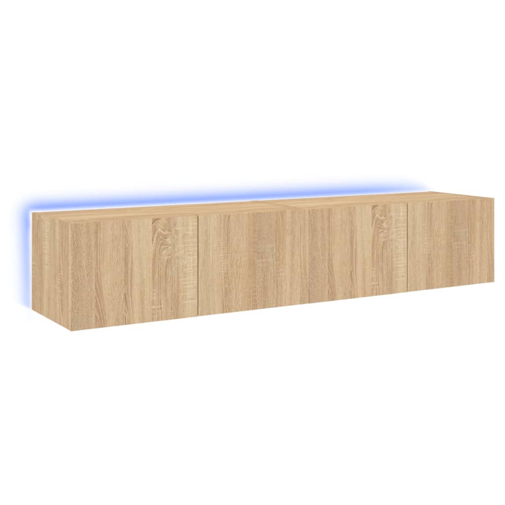 Meubles TV muraux lumières LED 2 pcs chêne sonoma 80x35x31 cm Meubles TV vidaXL   