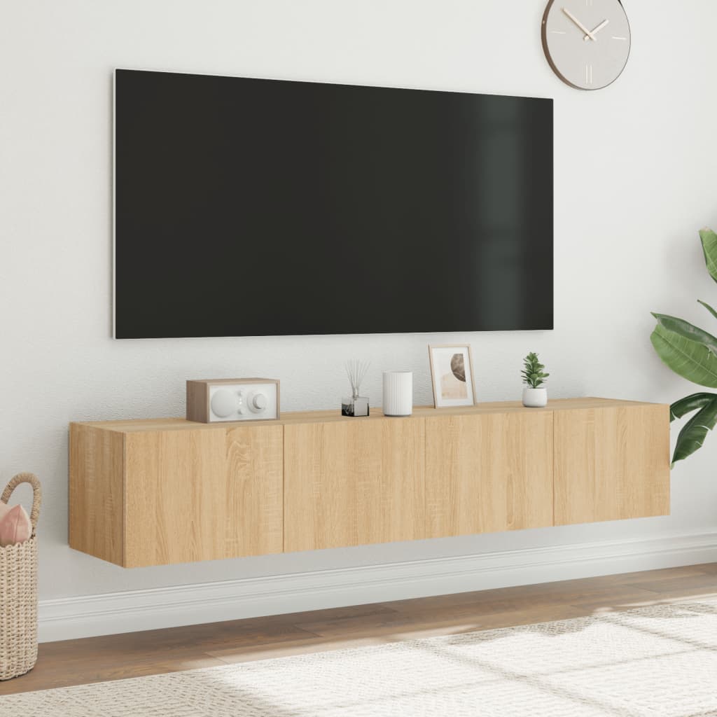 Meubles TV muraux lumières LED 2 pcs chêne sonoma 80x35x31 cm - XIOS