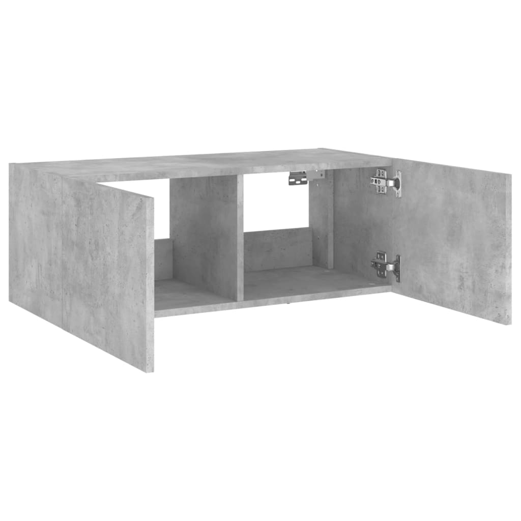 Meuble TV mural avec lumières LED gris béton 80x35x31 cm - XIOS