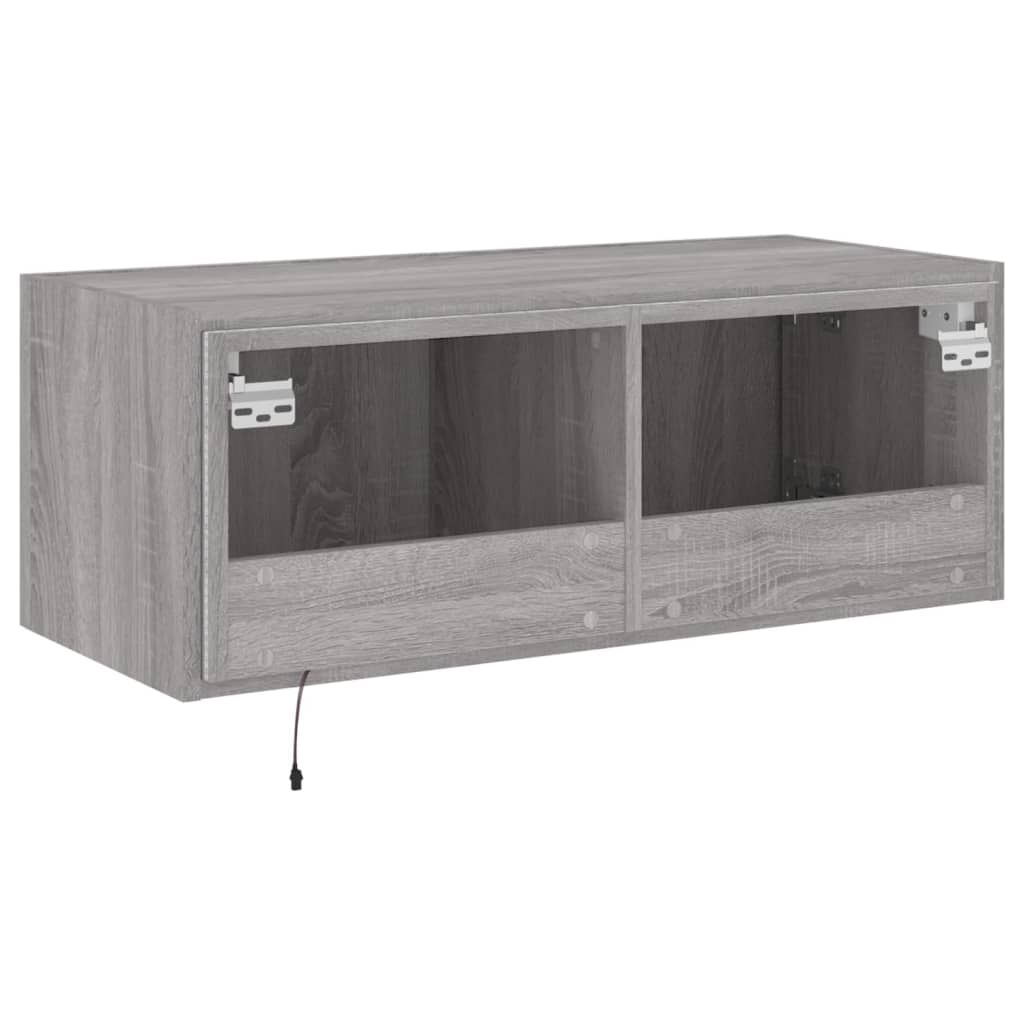 Meuble TV mural avec lumières LED sonoma gris 80x35x31 cm - XIOS