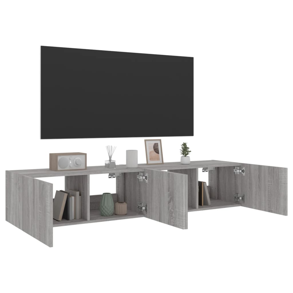 Meubles TV muraux et lumières LED 2pcs sonoma gris 80x35x31 cm Meubles TV vidaXL   
