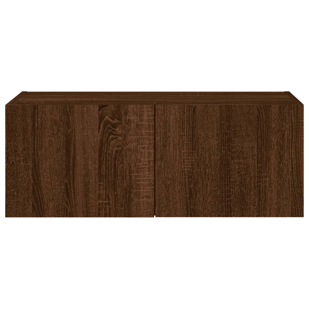 Meuble TV mural avec lumières LED chêne marron 80x35x31 cm - XIOS