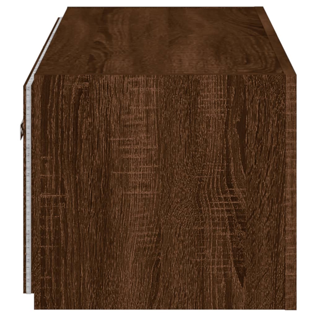 Meuble TV mural avec lumières LED chêne marron 80x35x31 cm - XIOS