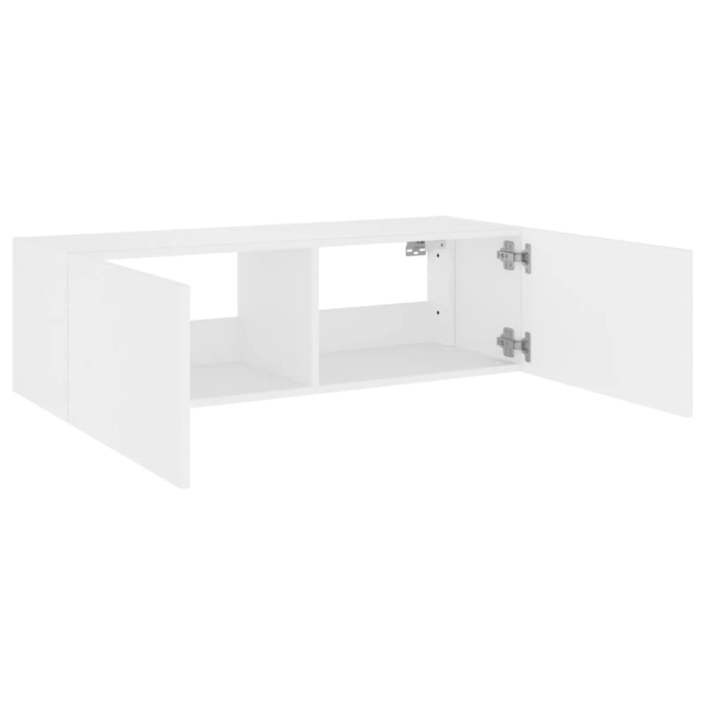 Meuble TV mural avec lumières LED blanc 100x35x31 cm - XIOS