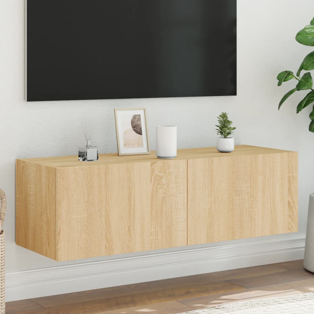 Meuble TV mural avec lumières LED chêne sonoma 100x35x31 cm - XIOS