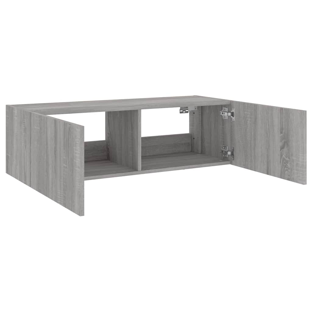 Meuble TV mural avec lumières LED sonoma gris 100x35x31 cm - XIOS