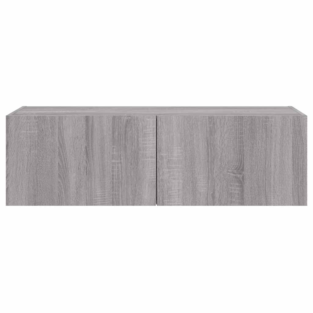 Meuble TV mural avec lumières LED sonoma gris 100x35x31 cm - XIOS