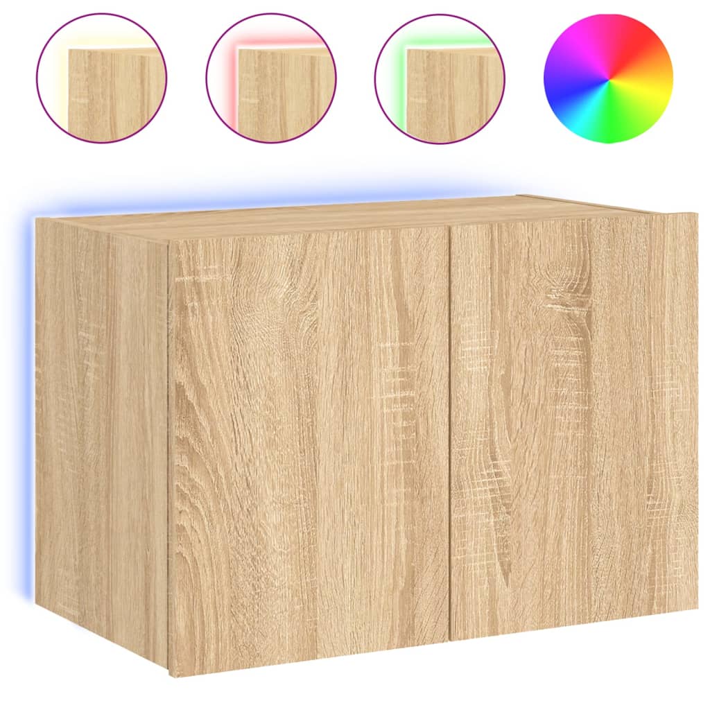 Meuble TV mural avec lumières LED chêne sonoma 60x35x41 cm - XIOS