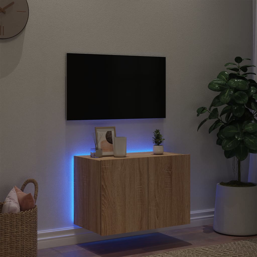 Meuble TV mural avec lumières LED chêne sonoma 60x35x41 cm - XIOS