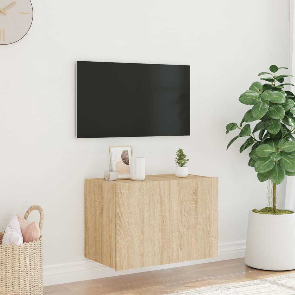 Meuble TV mural avec lumières LED chêne sonoma 60x35x41 cm - XIOS