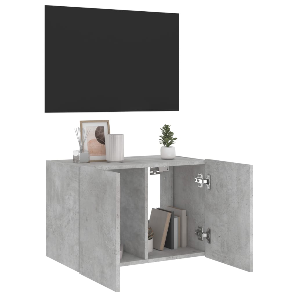 Meuble TV mural avec lumières LED gris béton 60x35x41 cm - XIOS