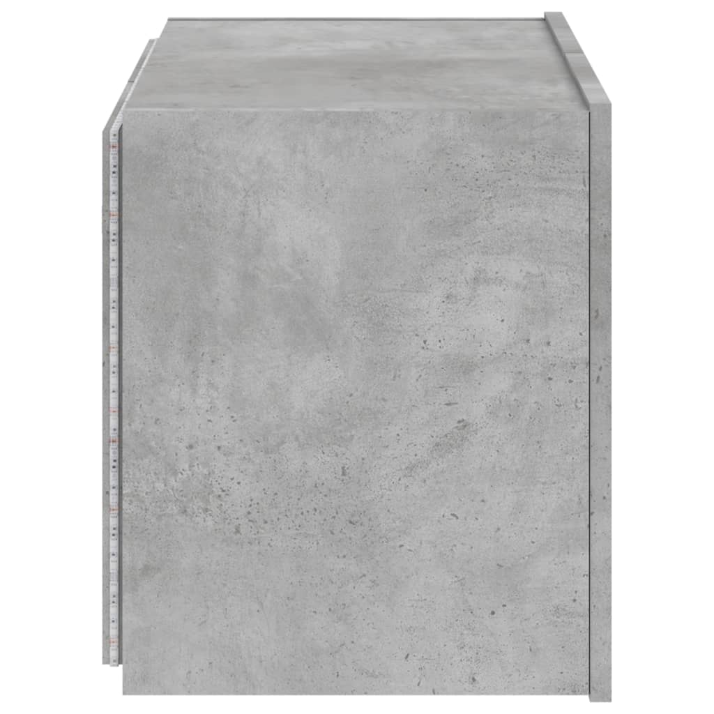 Meuble TV mural avec lumières LED gris béton 60x35x41 cm - XIOS