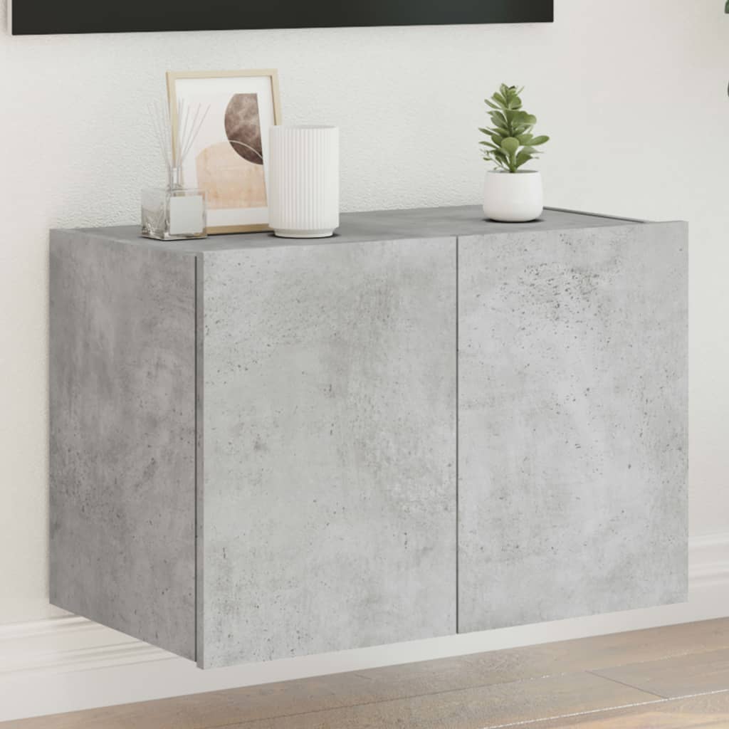 Meuble TV mural avec lumières LED gris béton 60x35x41 cm - XIOS