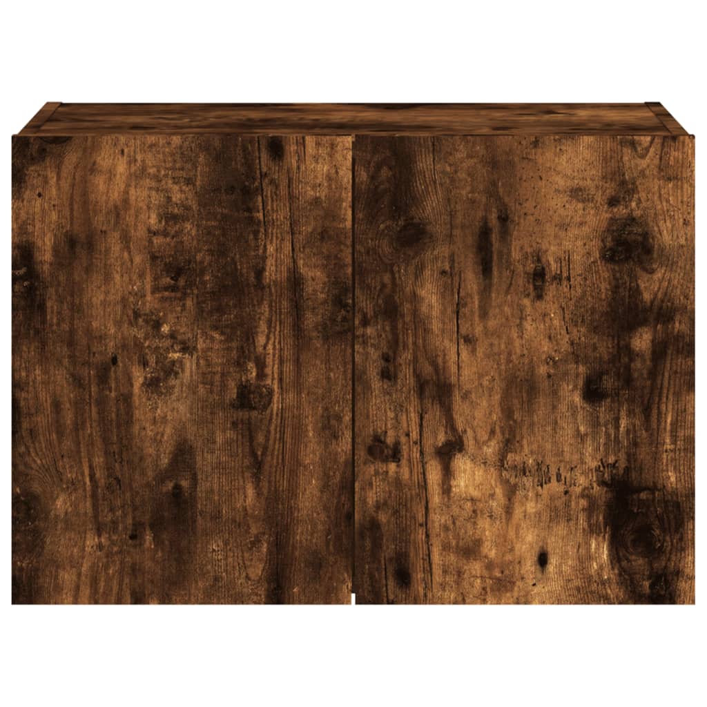 Meuble TV mural avec lumières LED chêne fumé 60x35x41 cm - XIOS
