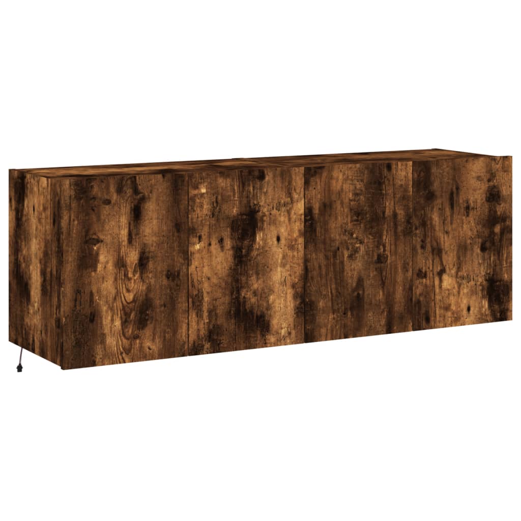 Meubles TV muraux et lumières LED 2pcs chêne fumé 60x35x41 cm - XIOS