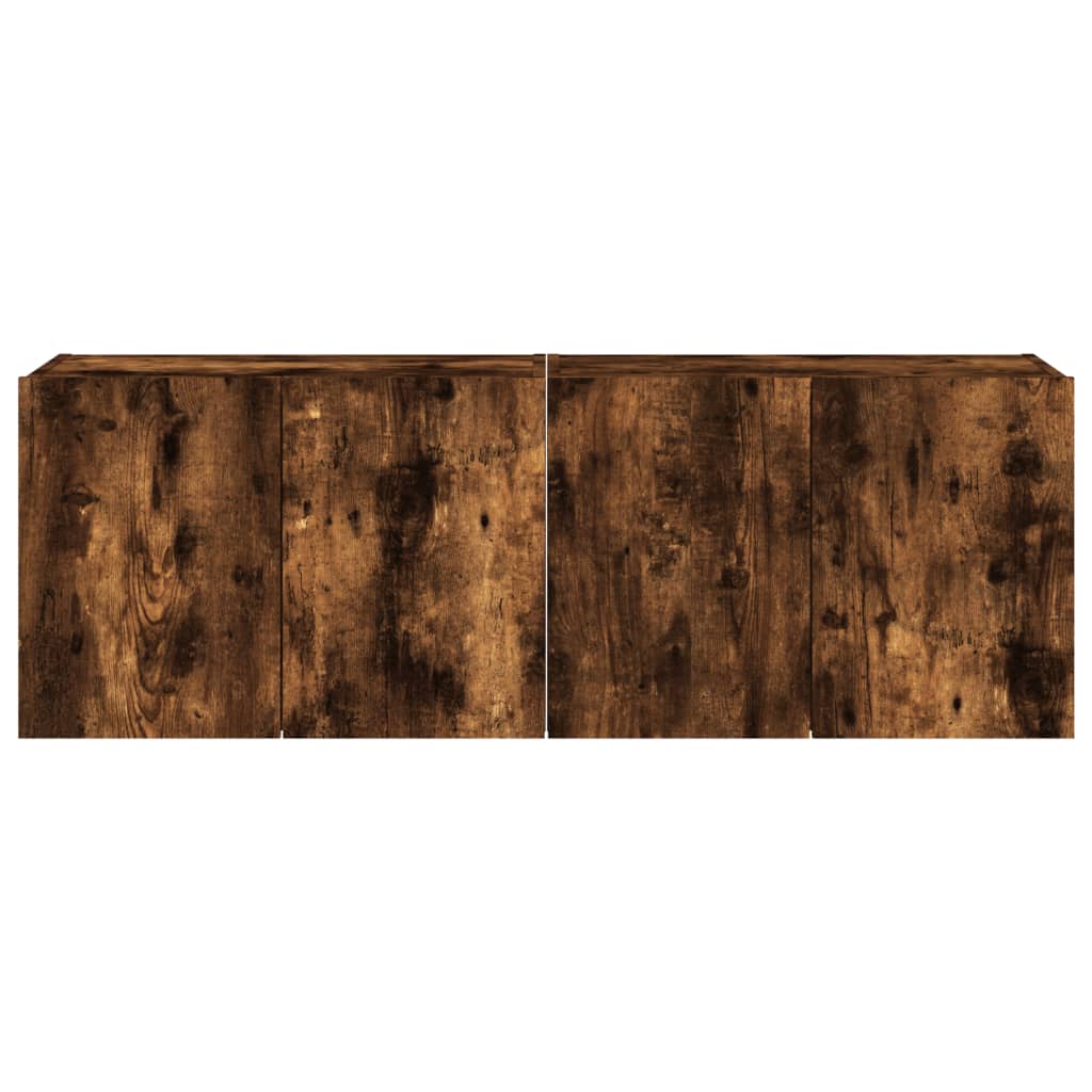 Meubles TV muraux et lumières LED 2pcs chêne fumé 60x35x41 cm - XIOS