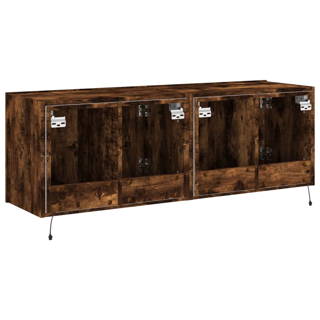 Meubles TV muraux et lumières LED 2pcs chêne fumé 60x35x41 cm - XIOS