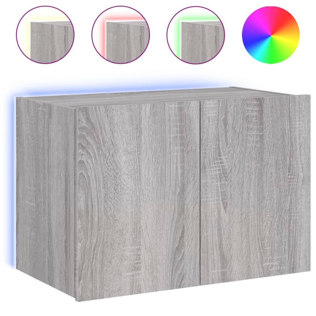 Meuble TV mural avec lumières LED sonoma gris 60x35x41 cm - XIOS