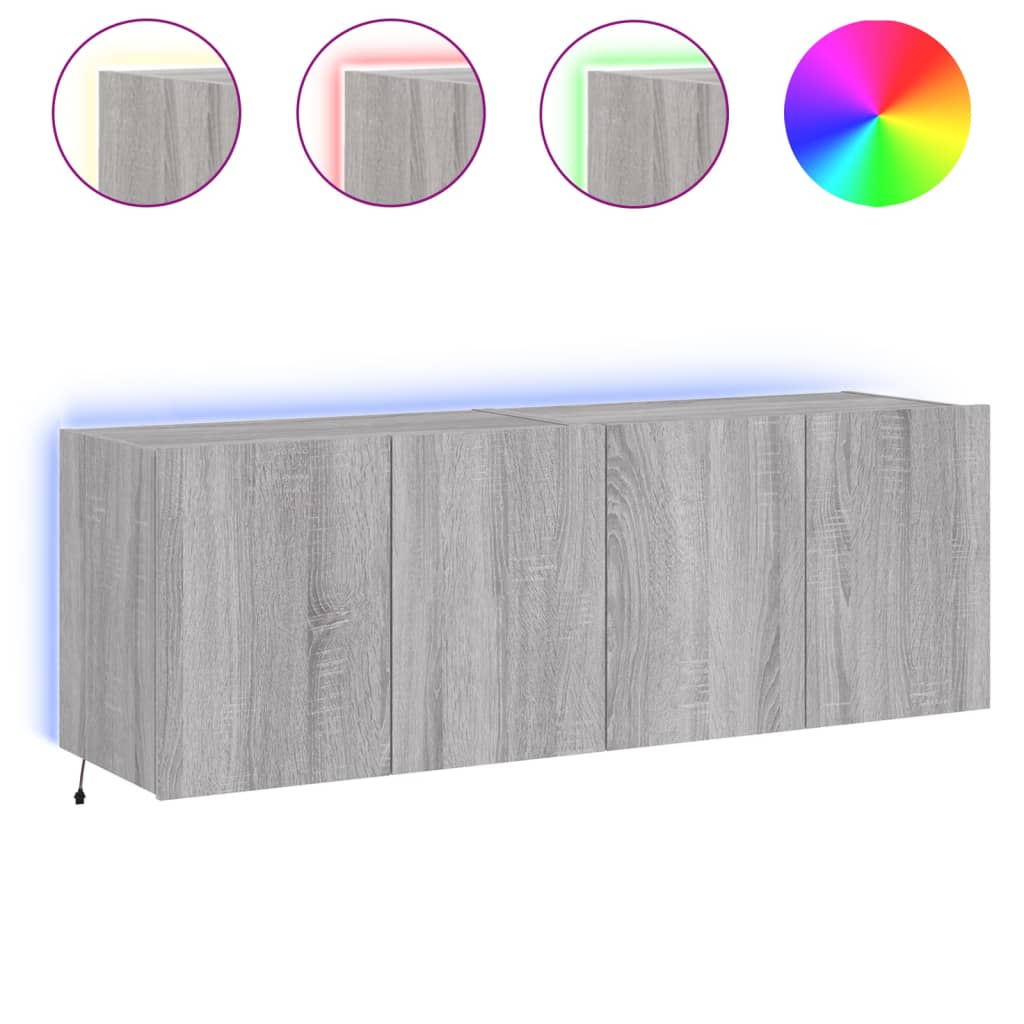 Meubles TV muraux et lumières LED 2pcs sonoma gris 60x35x41 cm - XIOS
