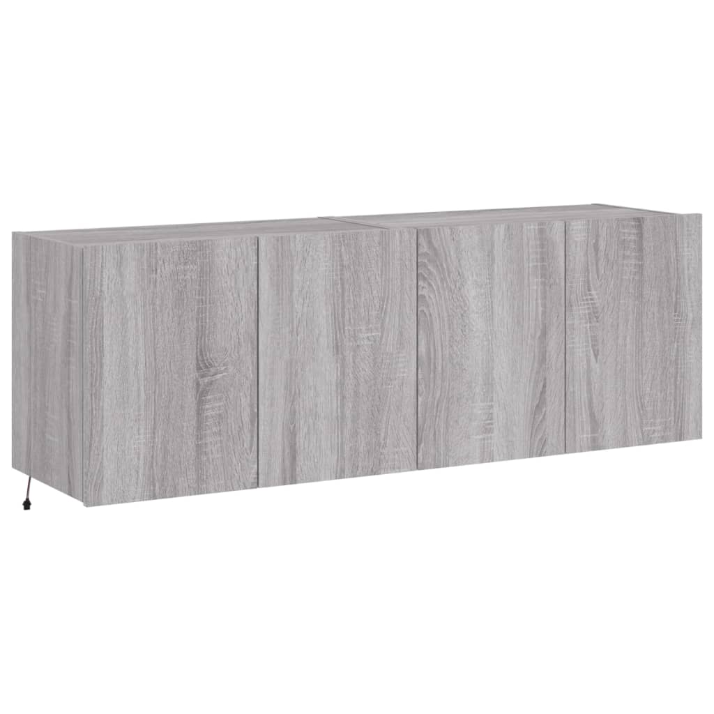Meubles TV muraux et lumières LED 2pcs sonoma gris 60x35x41 cm - XIOS