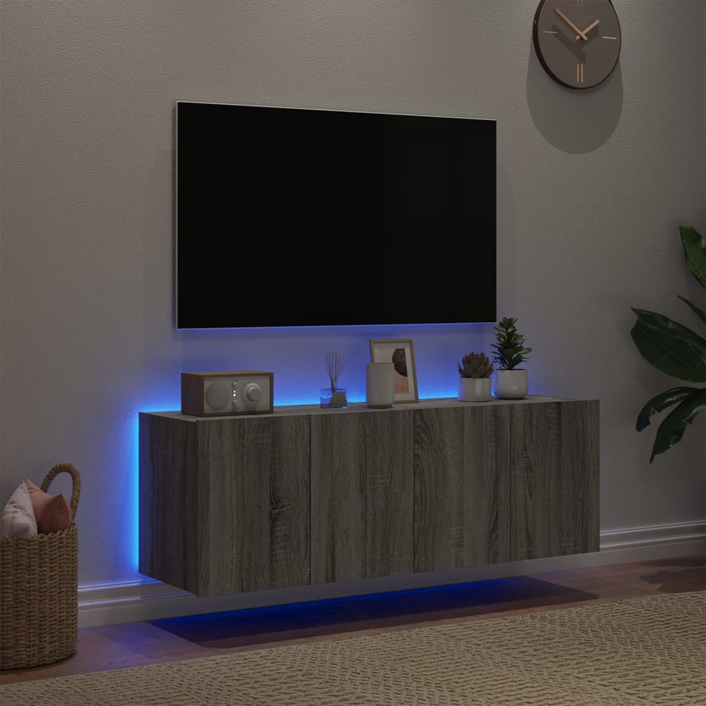 Meubles TV muraux et lumières LED 2pcs sonoma gris 60x35x41 cm - XIOS