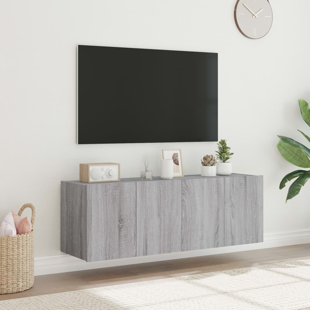 Meubles TV muraux et lumières LED 2pcs sonoma gris 60x35x41 cm - XIOS
