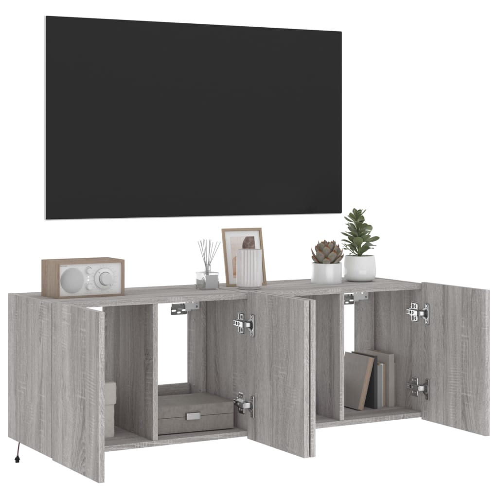 Meubles TV muraux et lumières LED 2pcs sonoma gris 60x35x41 cm - XIOS
