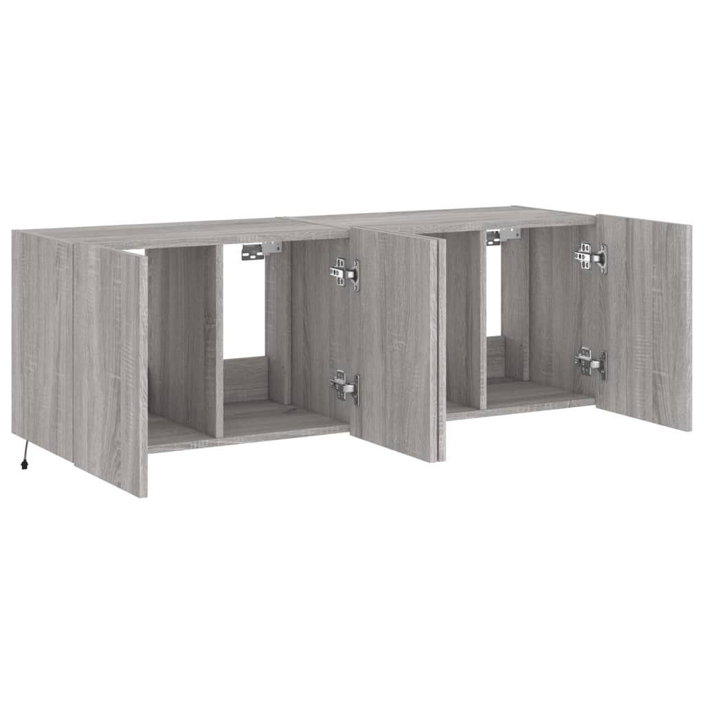 Meubles TV muraux et lumières LED 2pcs sonoma gris 60x35x41 cm - XIOS
