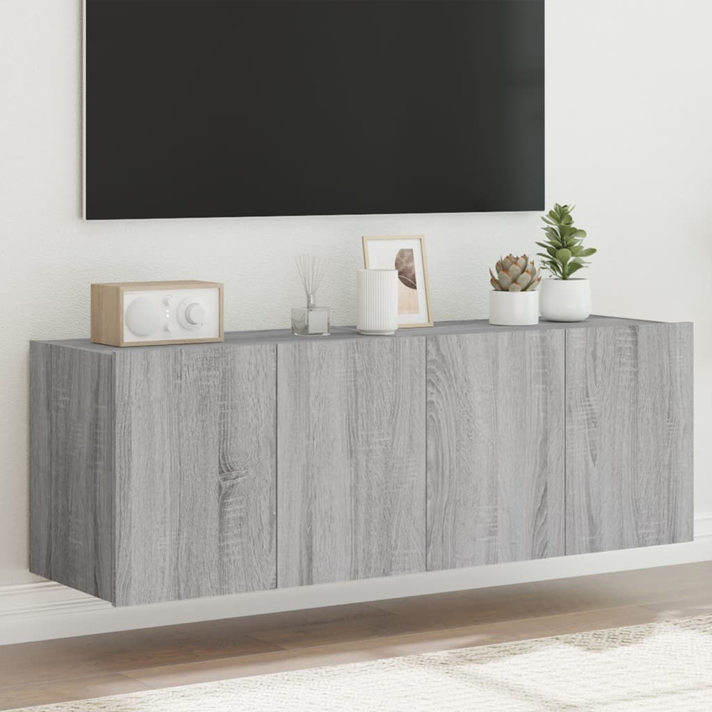 Meubles TV muraux et lumières LED 2pcs sonoma gris 60x35x41 cm - XIOS