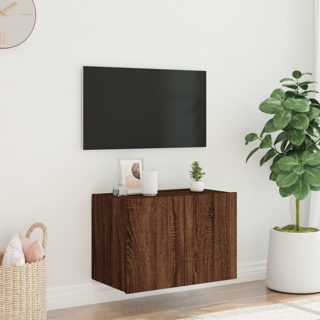 Meuble TV mural avec lumières LED chêne marron 60x35x41 cm - XIOS