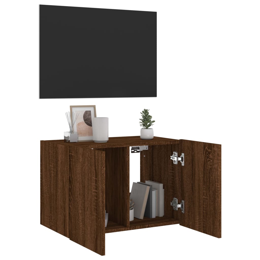 Meuble TV mural avec lumières LED chêne marron 60x35x41 cm - XIOS