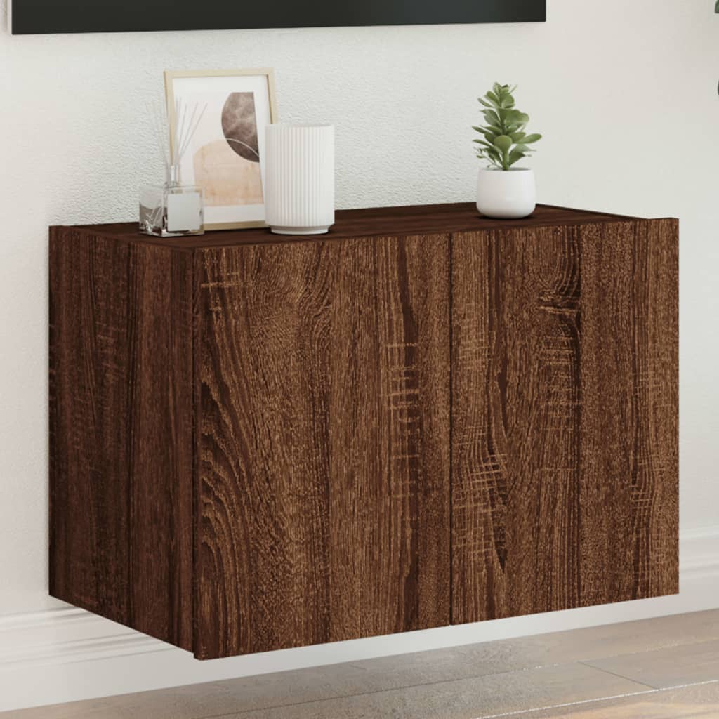 Meuble TV mural avec lumières LED chêne marron 60x35x41 cm - XIOS