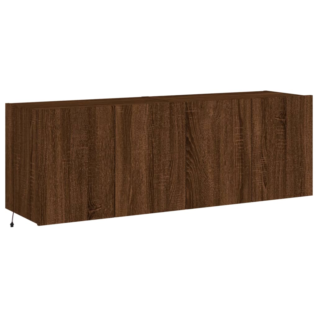 Meubles TV muraux lumières LED 2 pcs chêne marron 60x35x41 cm - XIOS